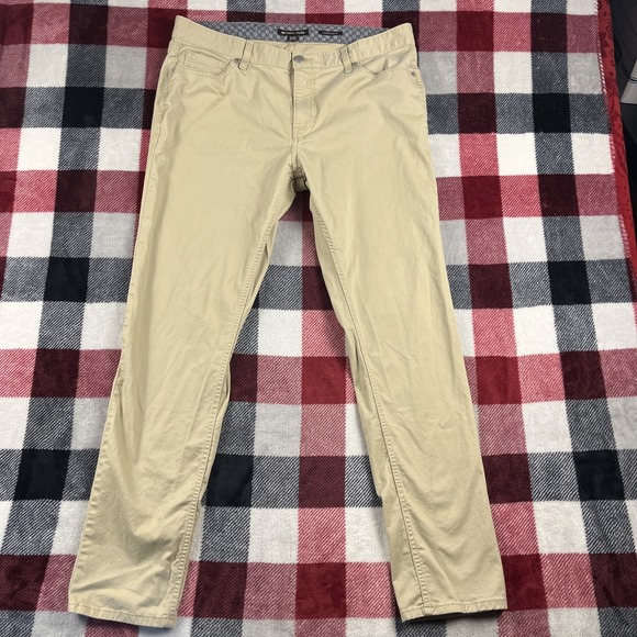 Michael Kors Parker Slim Fit Pants Mens 36x32 (Fits 36x31") Beige Chino Casual - Picture 1 of 11